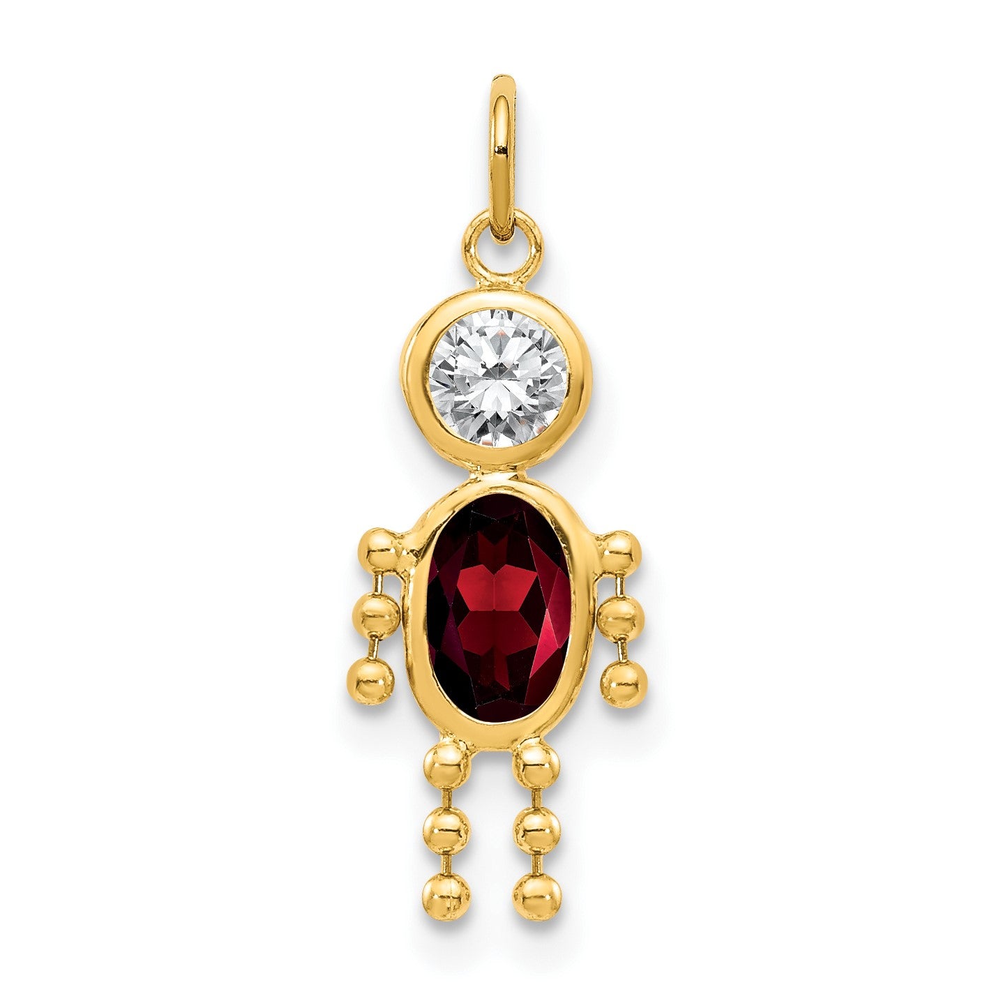 14k January Boy Synthetic Birthstone Charm
