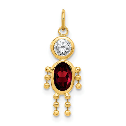 14k January Boy Synthetic Birthstone Charm
