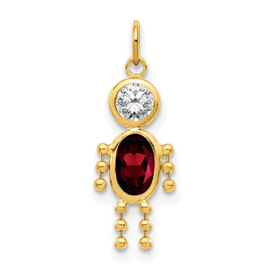 14k January Boy Synthetic Birthstone Charm