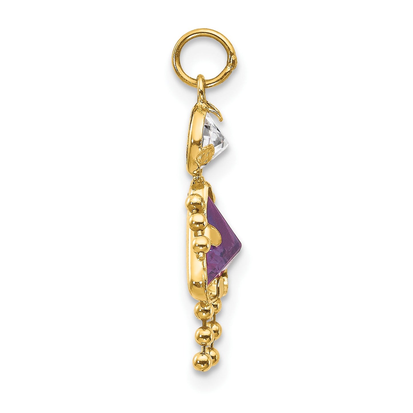 14k February Girl Synthetic Birthstone Charm