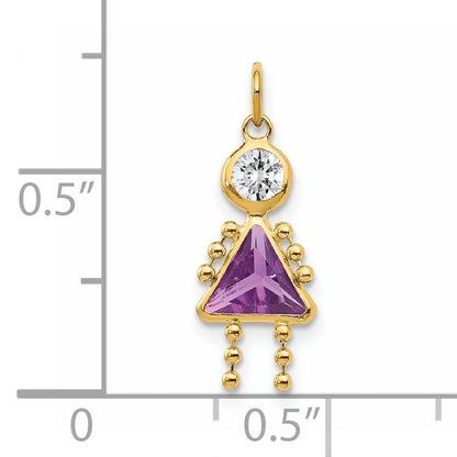 14k February Girl Synthetic Birthstone Charm
