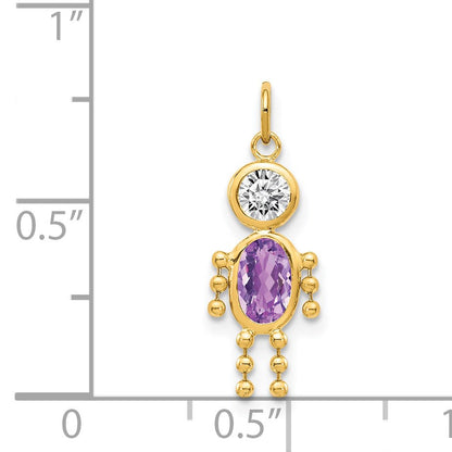 14k February Boy Synthetic Birthstone Charm