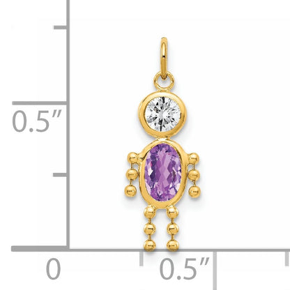 14k February Boy Synthetic Birthstone Charm