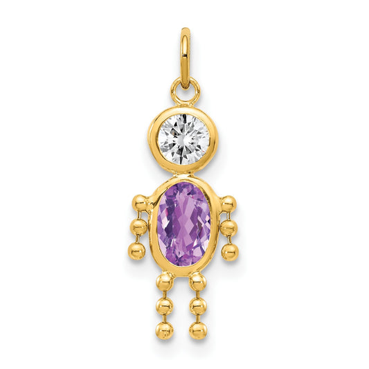 14k February Boy Synthetic Birthstone Charm