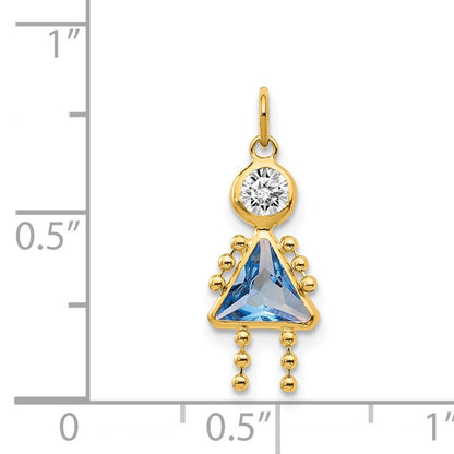14k March Girl Synthetic Birthstone Charm