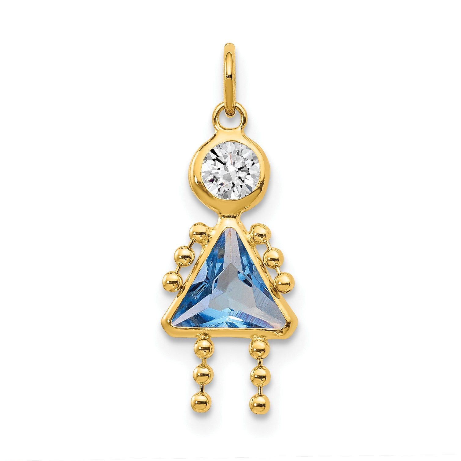 14k March Girl Synthetic Birthstone Charm