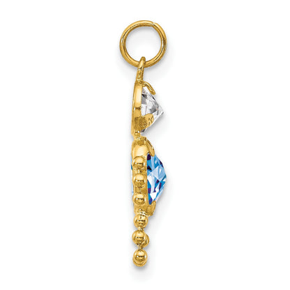 14k March Boy Synthetic Birthstone Charm