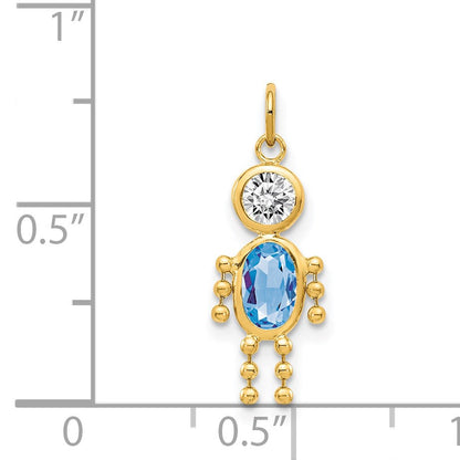 14k March Boy Synthetic Birthstone Charm