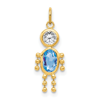 14k March Boy Synthetic Birthstone Charm