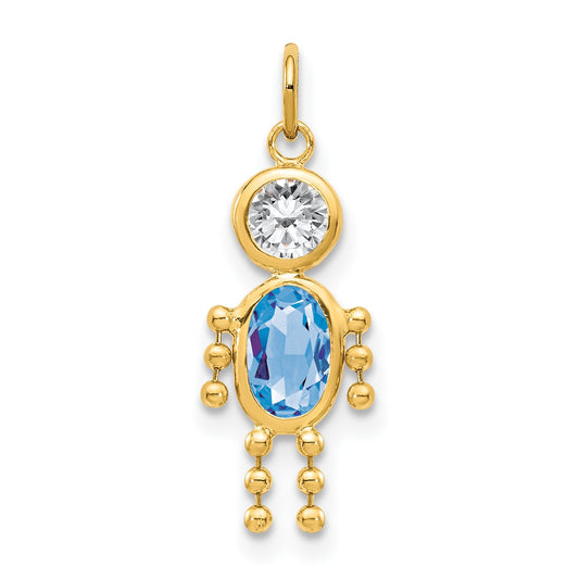 14k March Boy Synthetic Birthstone Charm