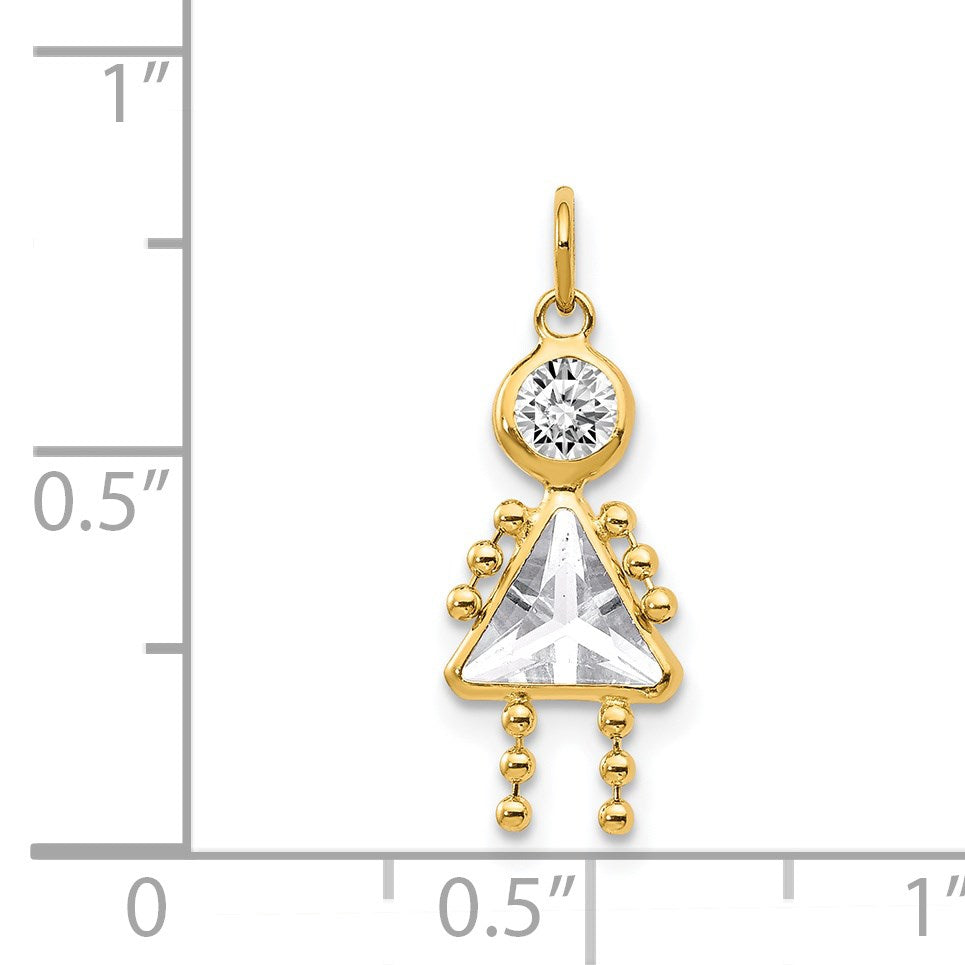 14k April Girl Synthetic Birthstone Charm