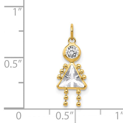 14k April Girl Synthetic Birthstone Charm