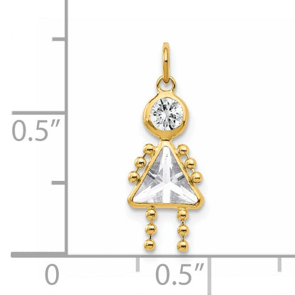 14k April Girl Synthetic Birthstone Charm