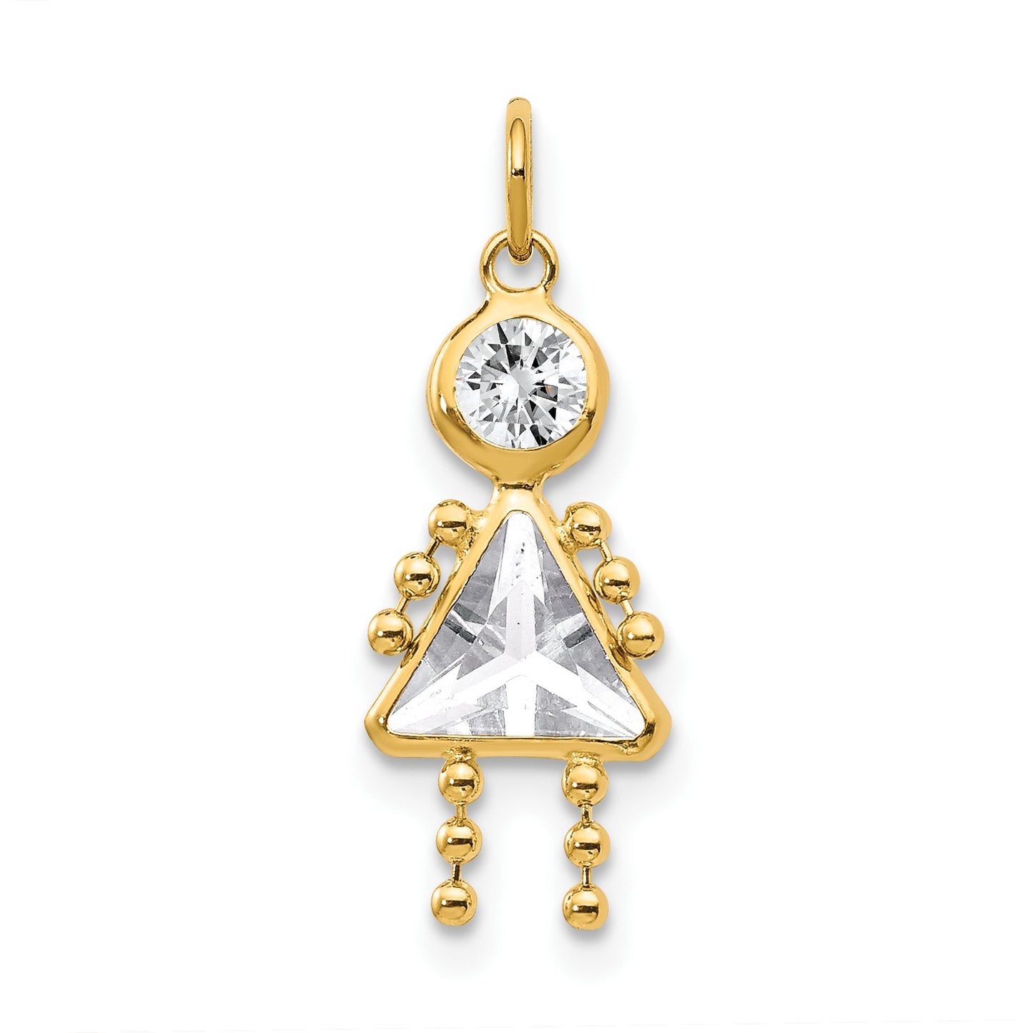 14k April Girl Synthetic Birthstone Charm