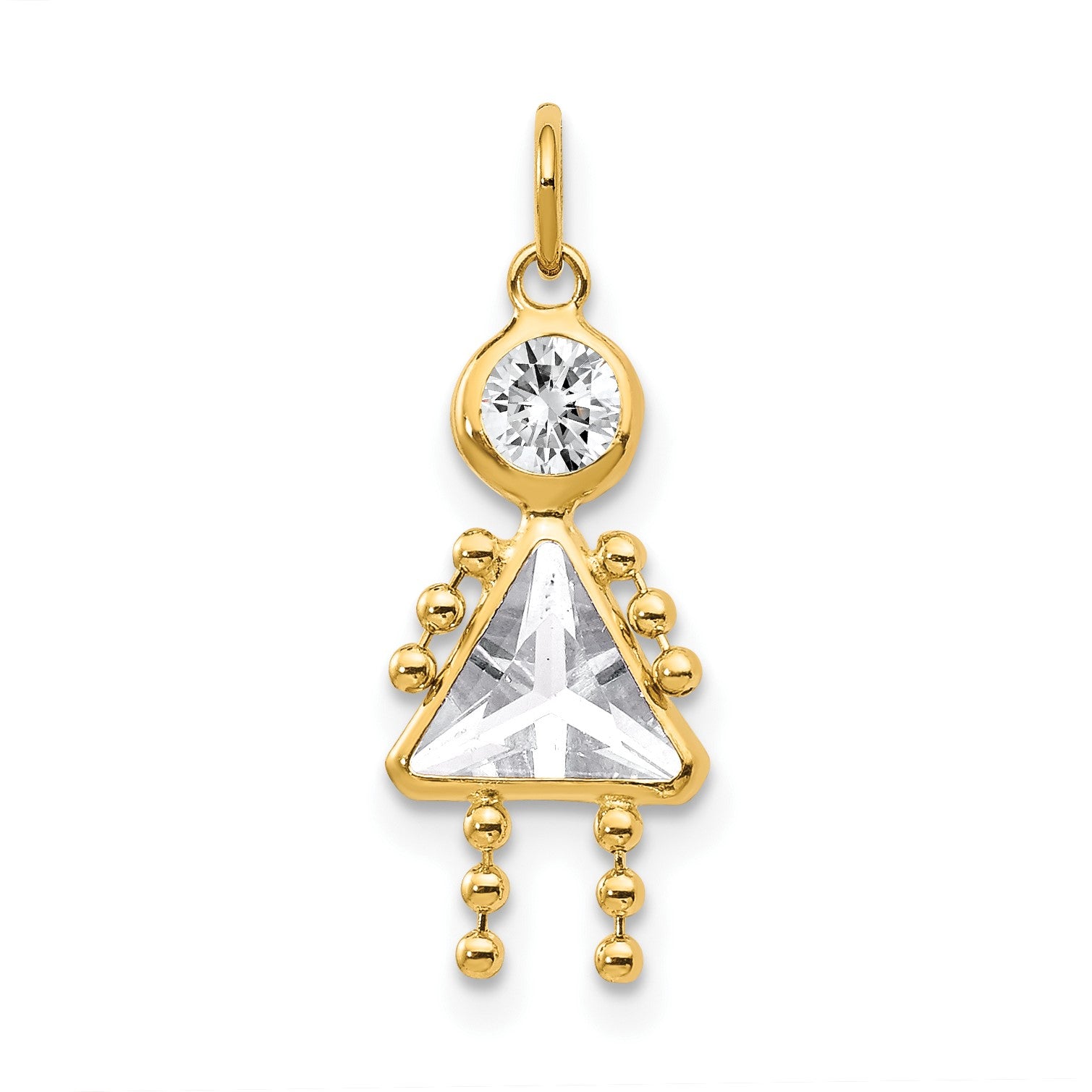 14k April Girl Synthetic Birthstone Charm