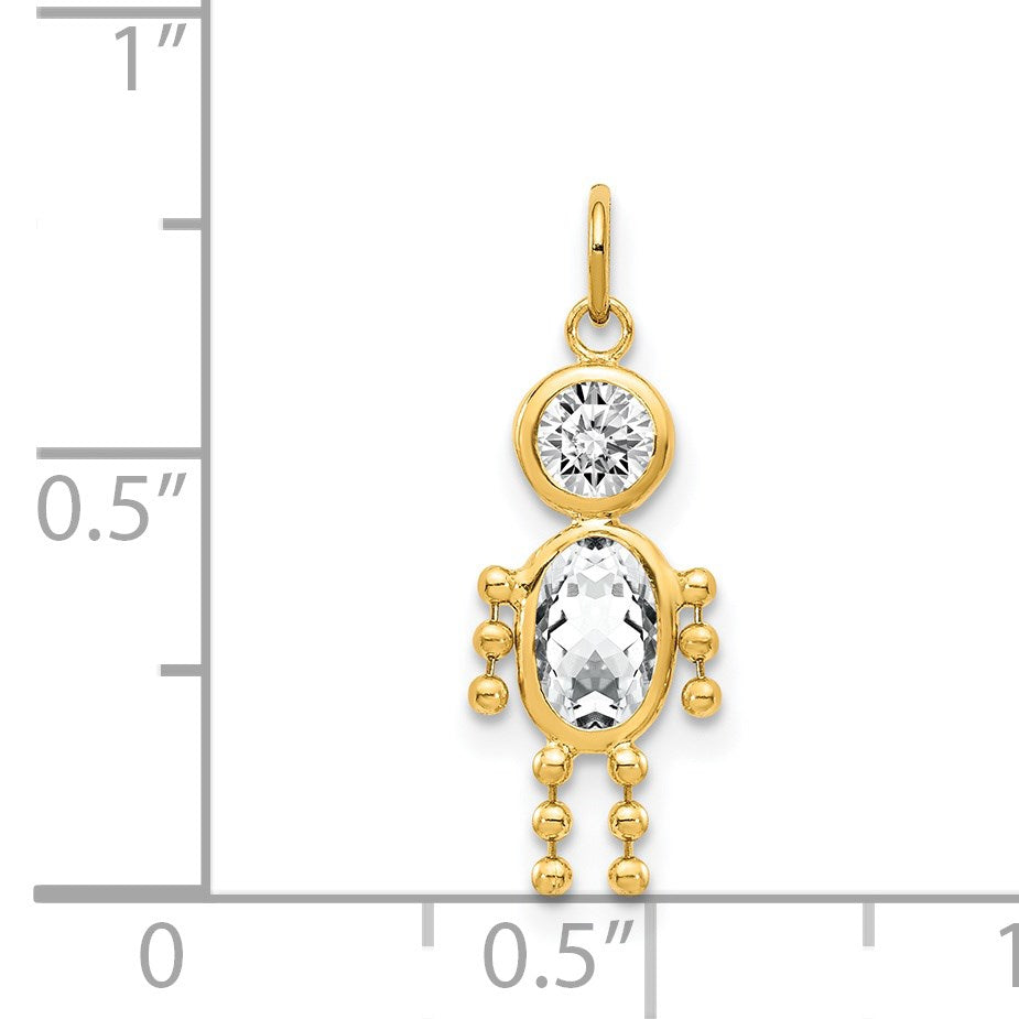 14k April Boy Synthetic Birthstone Charm