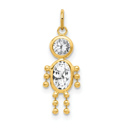 14k April Boy Synthetic Birthstone Charm