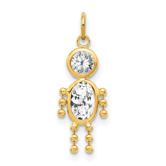 14k April Boy Synthetic Birthstone Charm