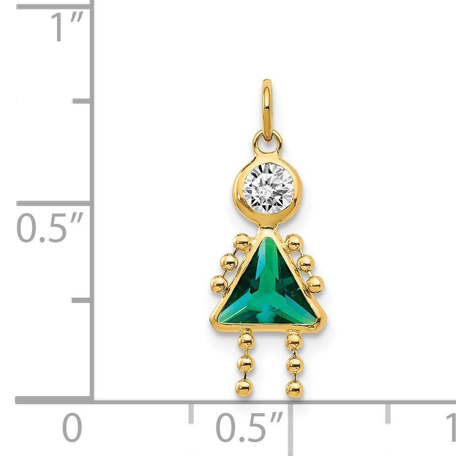 14k May Girl Synthetic Birthstone Charm
