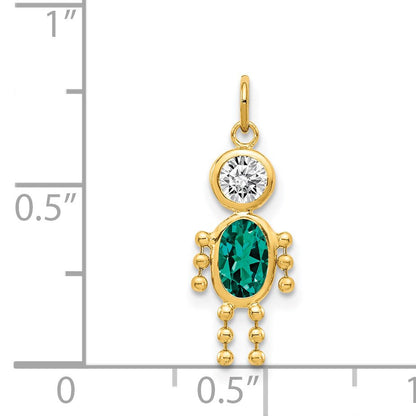 14k May Boy Synthetic Birthstone Charm
