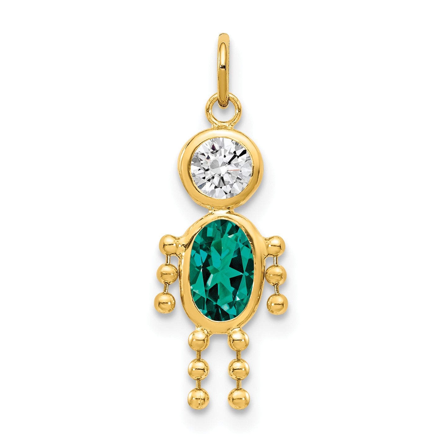 14k May Boy Synthetic Birthstone Charm