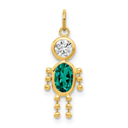 14k May Boy Synthetic Birthstone Charm