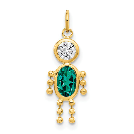 14k May Boy Synthetic Birthstone Charm