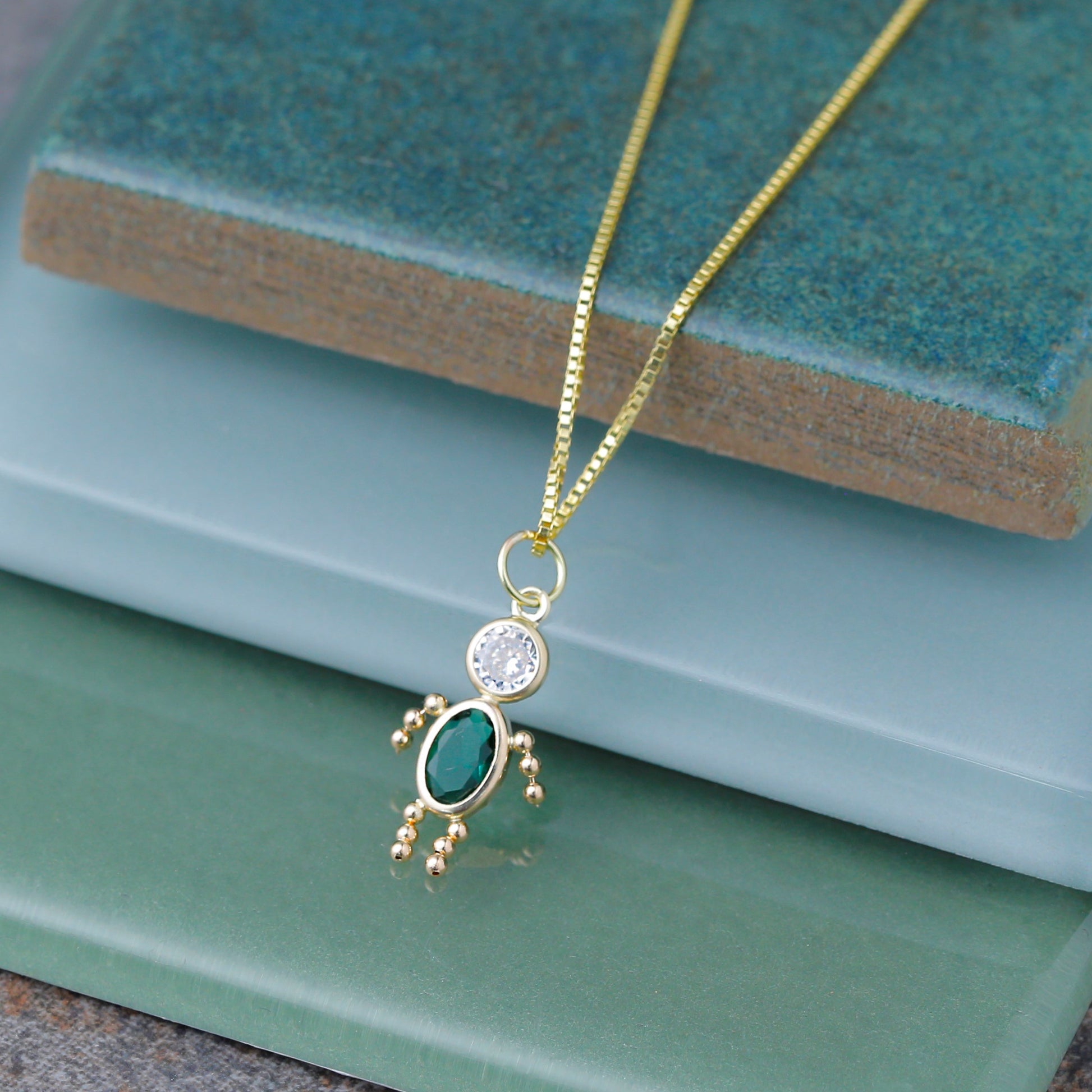 14k May Boy Synthetic Birthstone Charm