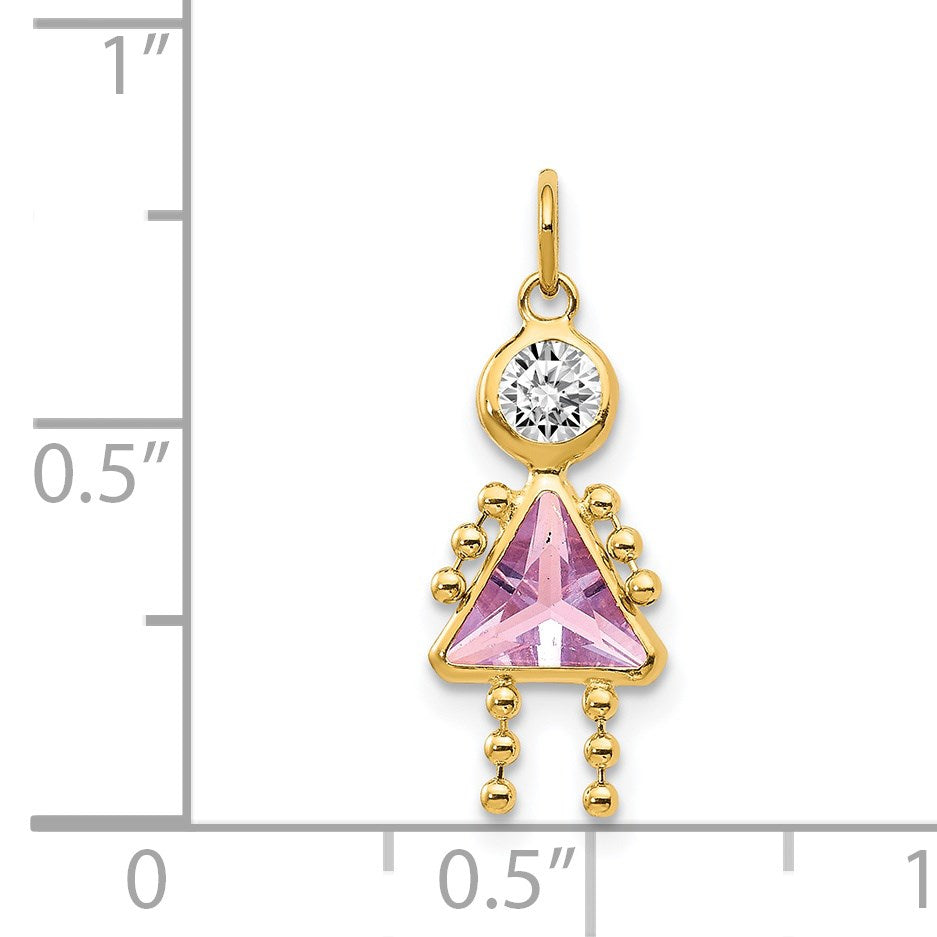 14k June Girl Synthetic Birthstone Charm