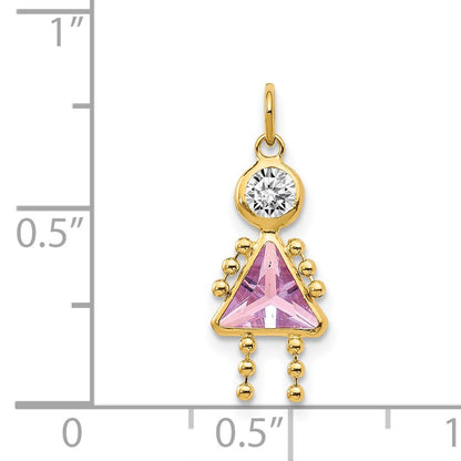 14k June Girl Synthetic Birthstone Charm