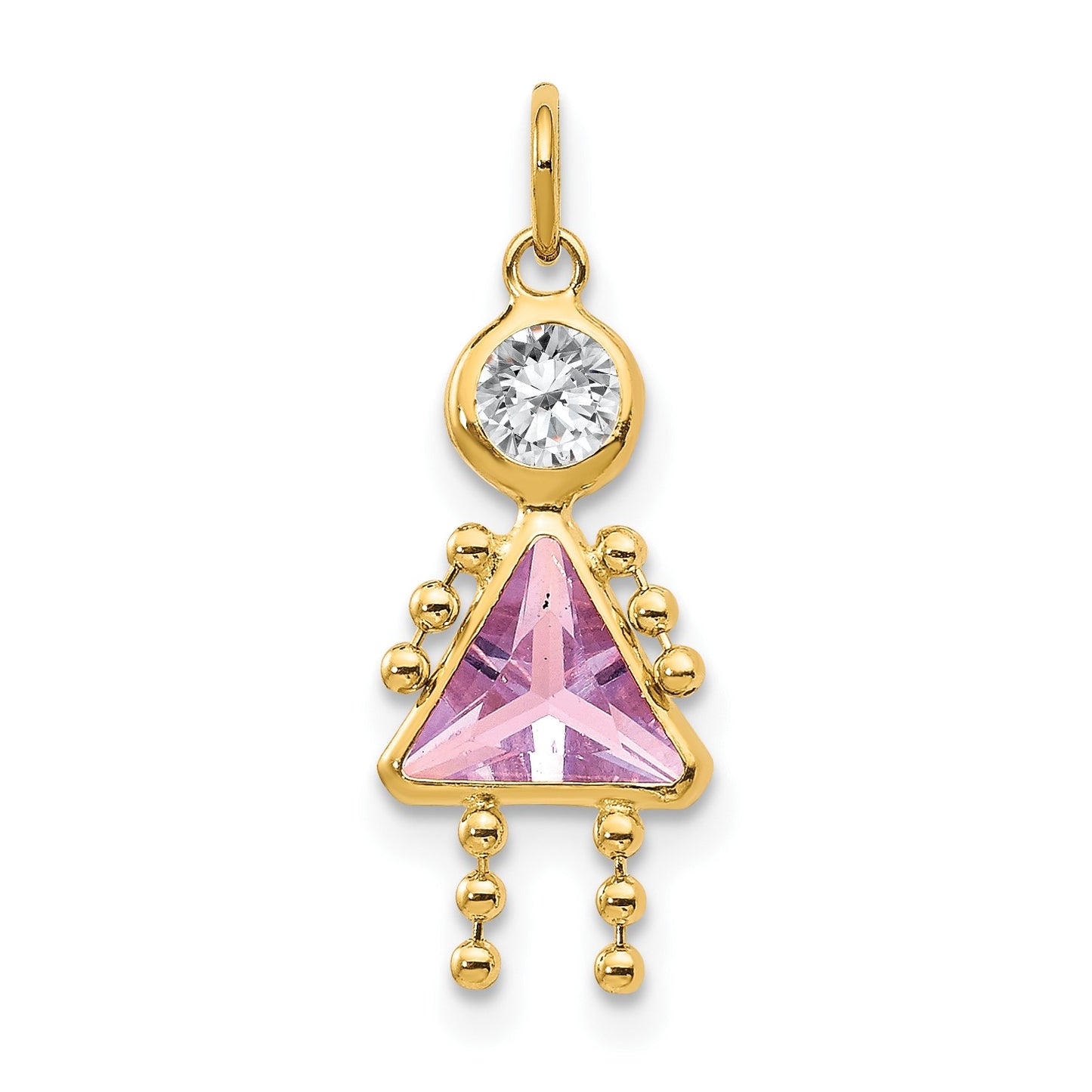 14k June Girl Synthetic Birthstone Charm