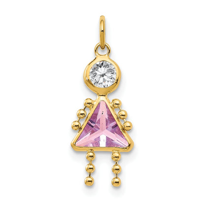 14k June Girl Synthetic Birthstone Charm