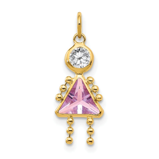 14k June Girl Synthetic Birthstone Charm