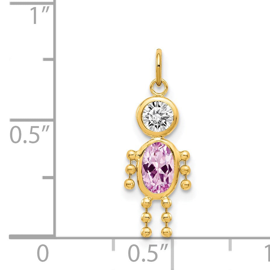 14k June Boy Synthetic Birthstone Charm