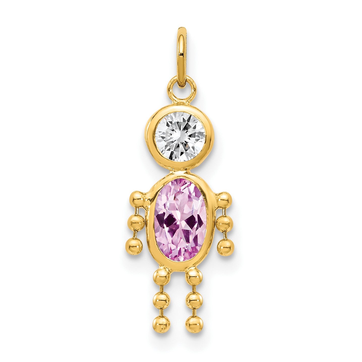 14k June Boy Synthetic Birthstone Charm