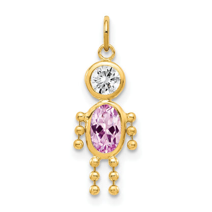 14k June Boy Synthetic Birthstone Charm