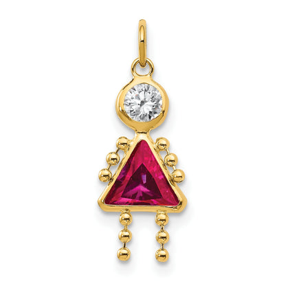 14k July Girl Synthetic Birthstone Charm