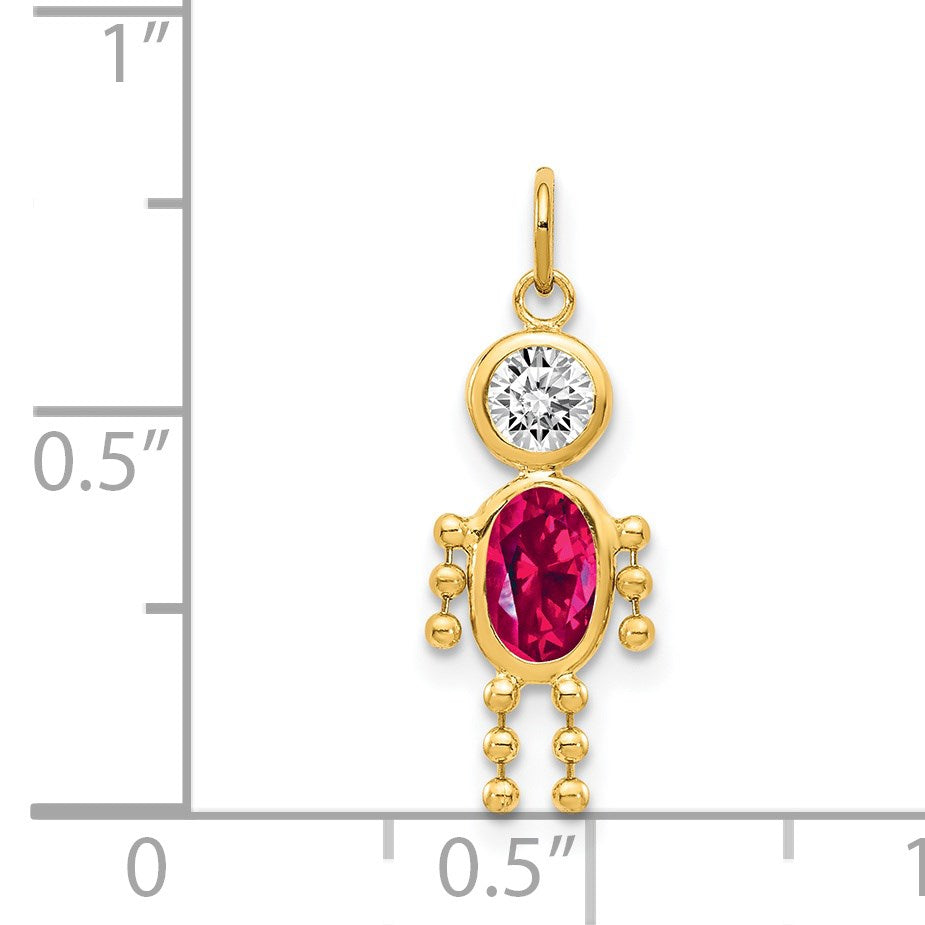14k July Boy Synthetic Birthstone Charm