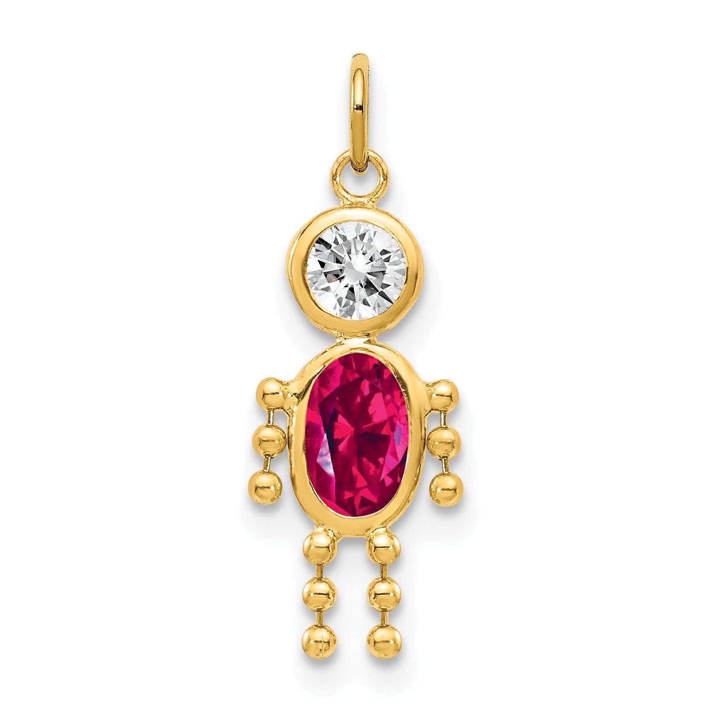 14k July Boy Synthetic Birthstone Charm
