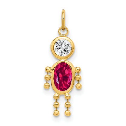 14k July Boy Synthetic Birthstone Charm
