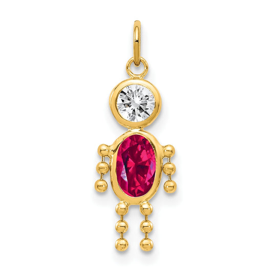 14k July Boy Synthetic Birthstone Charm