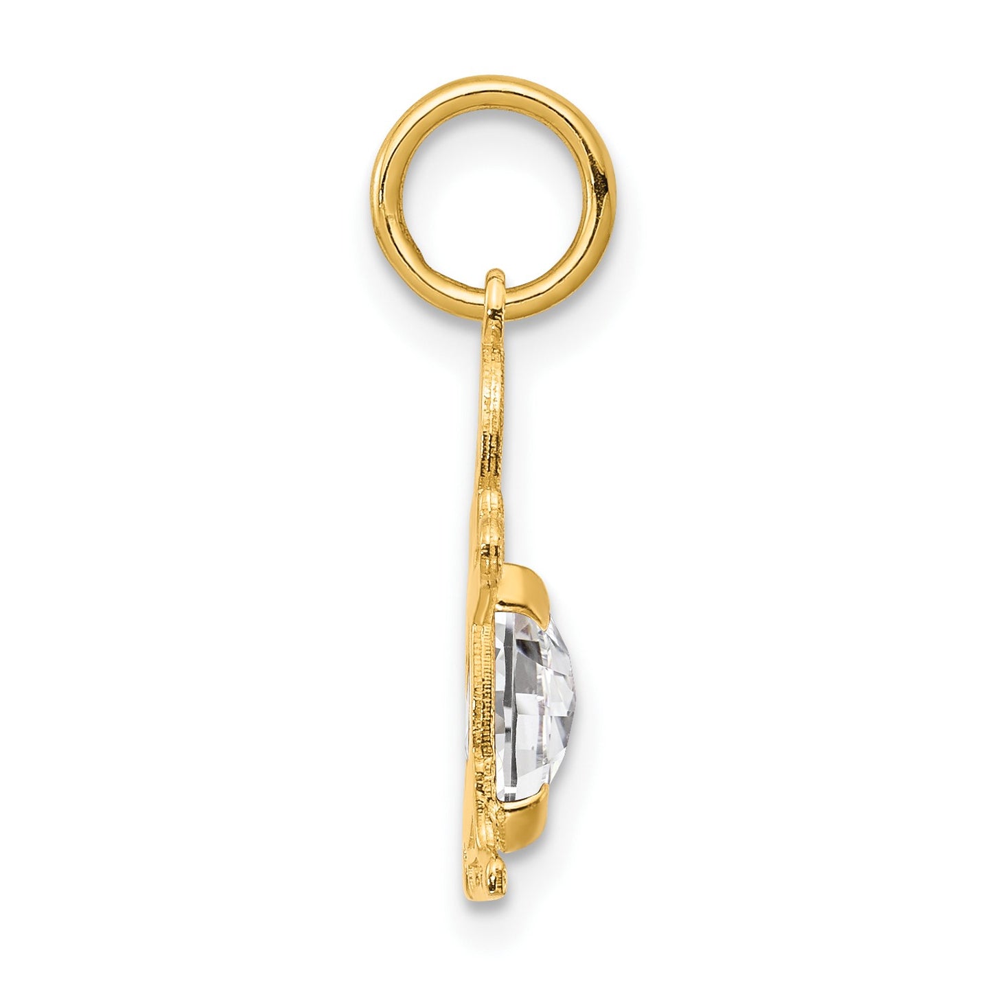 14K Boy Charm 6x4 Oval Genuine White Topaz-April