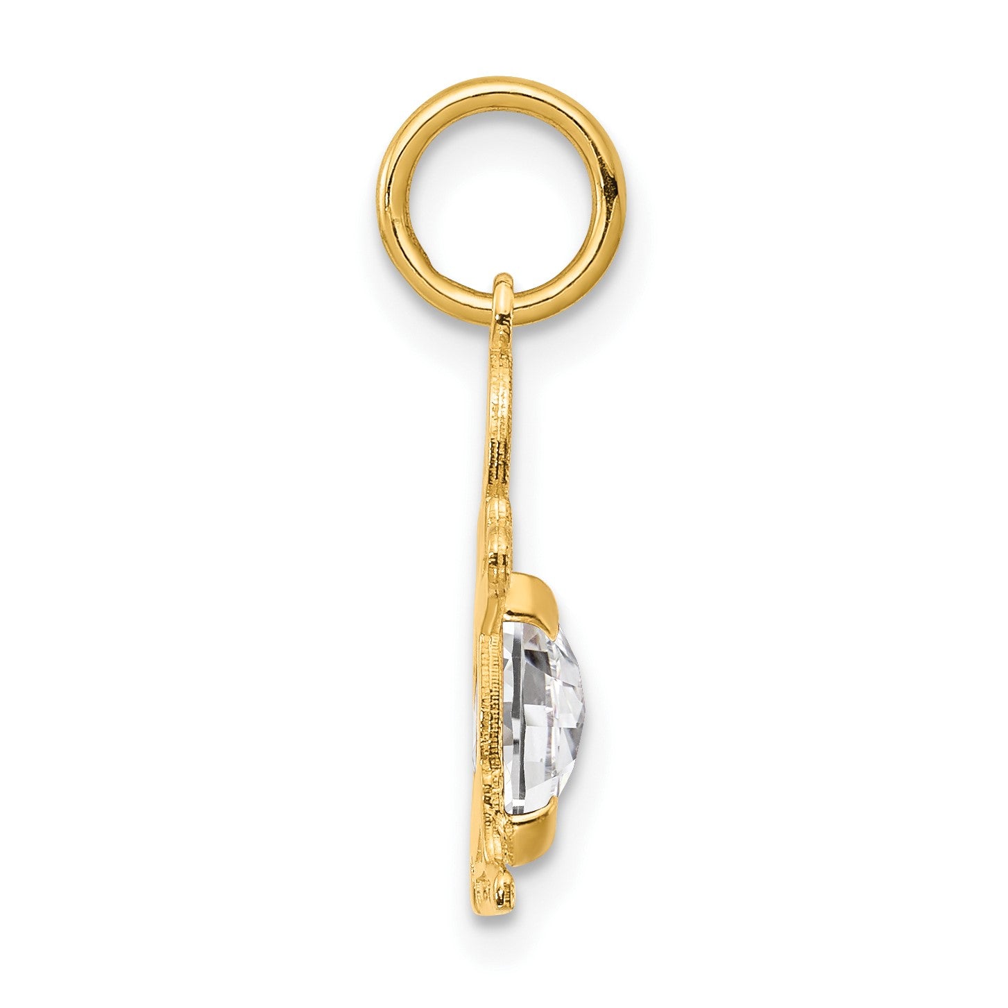 14K Boy Charm 6x4 Oval Genuine White Topaz-April