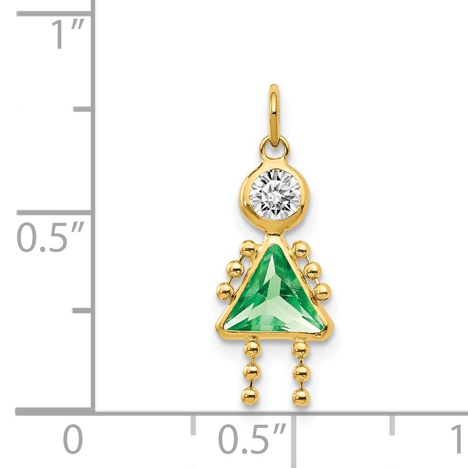 14k August Girl Synthetic Birthstone Charm
