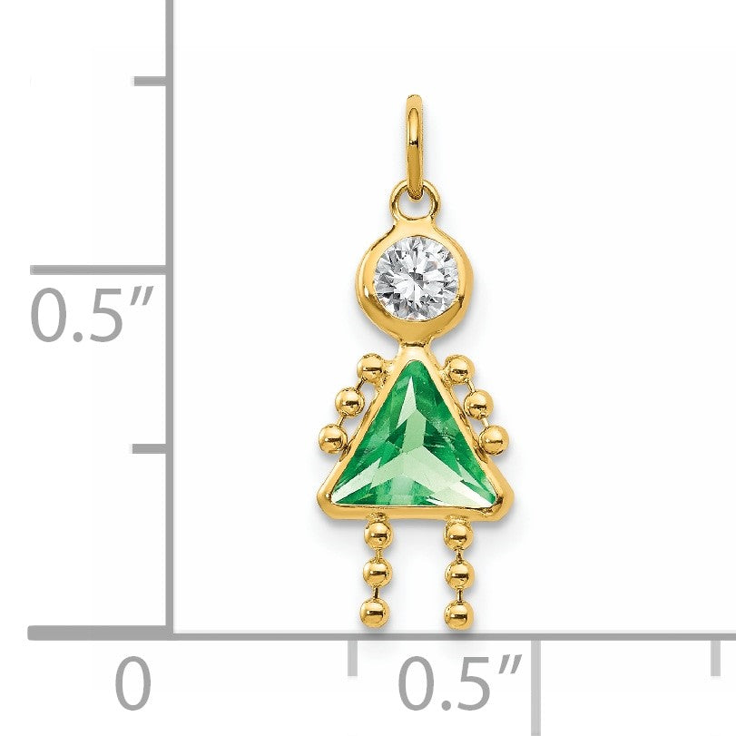 14k August Girl Synthetic Birthstone Charm