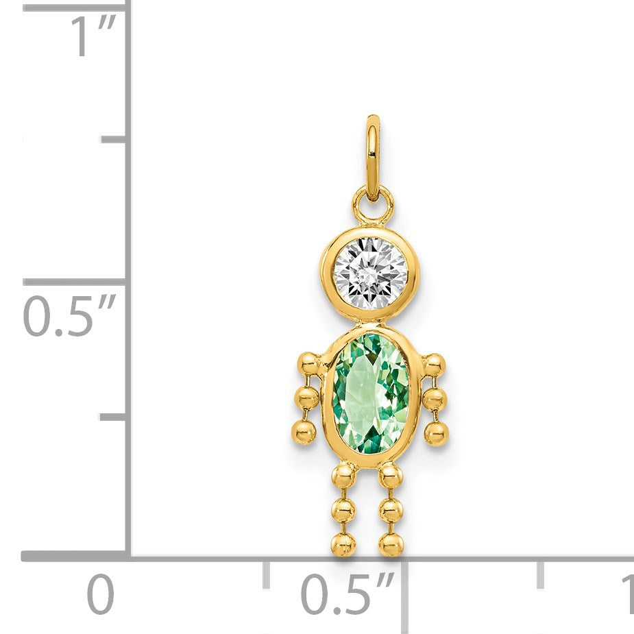 14k August Boy Synthetic Birthstone Charm