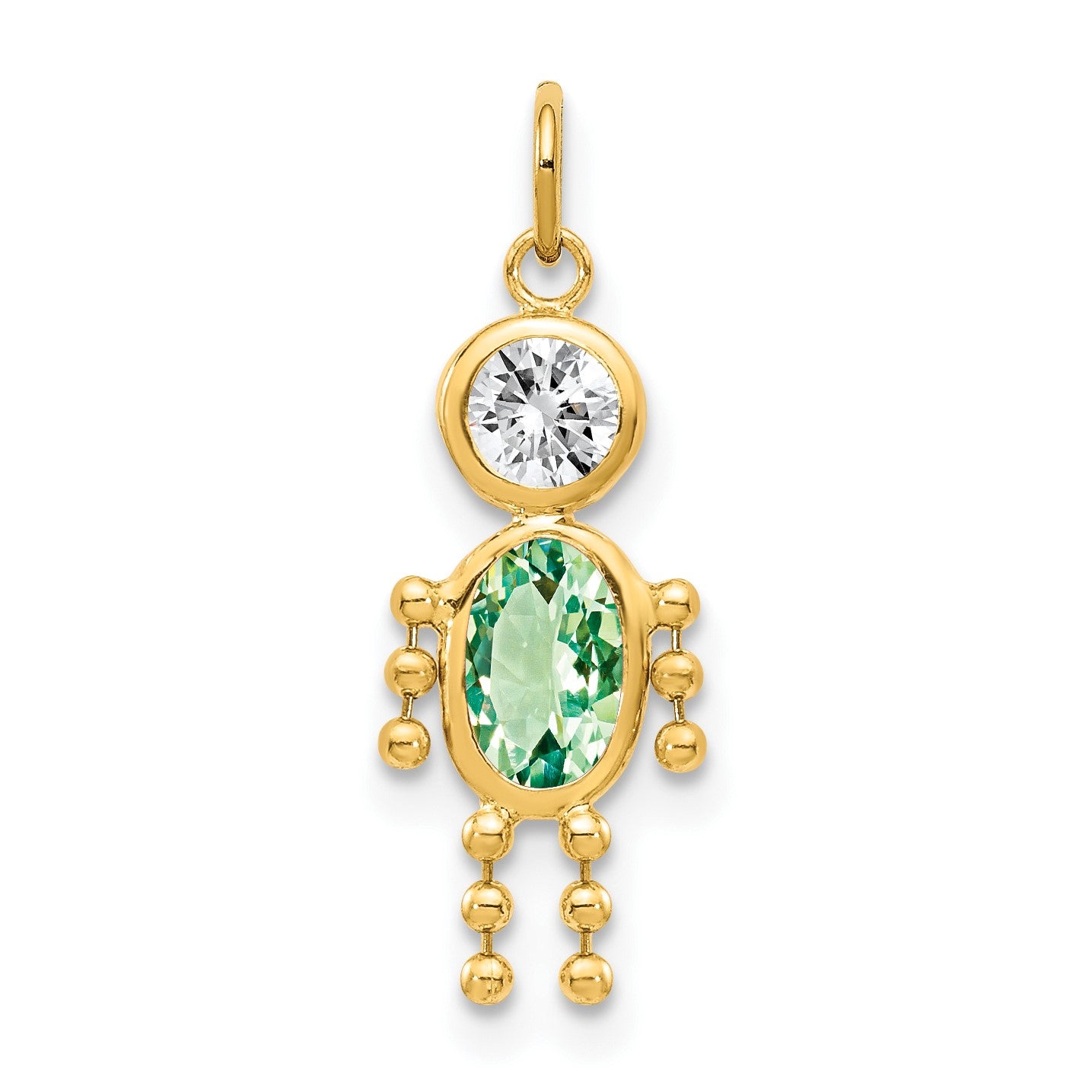 14k August Boy Synthetic Birthstone Charm