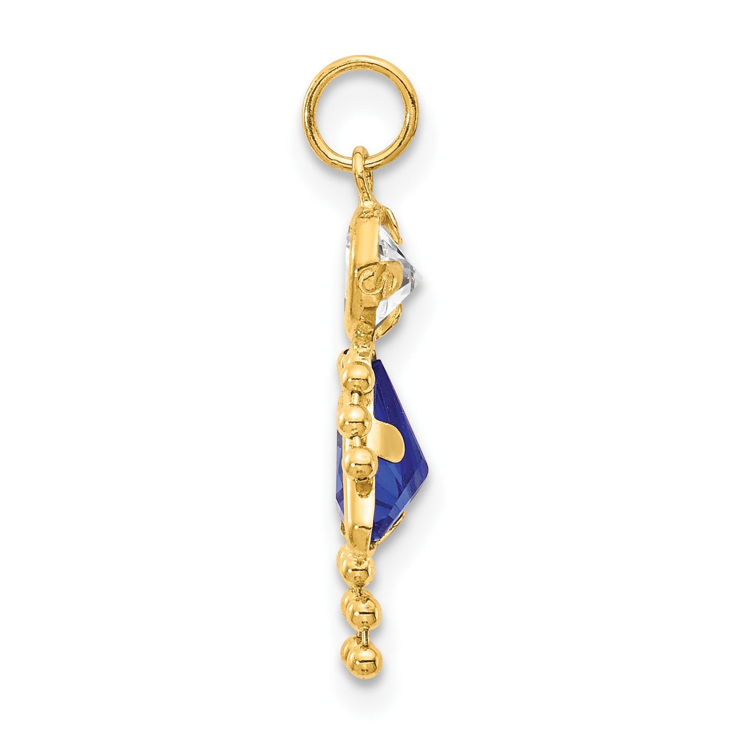 14k September Girl Synthetic Birthstone Charm