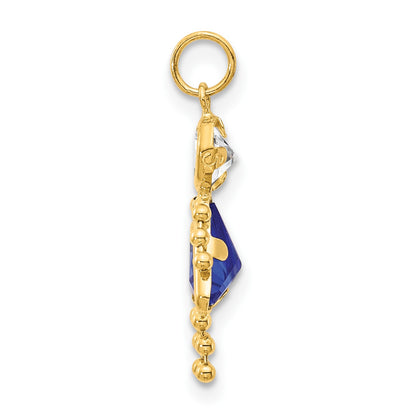 14k September Girl Synthetic Birthstone Charm