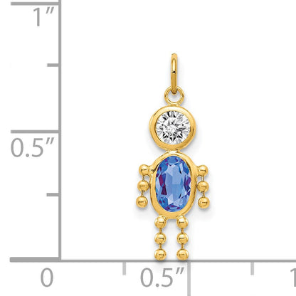 14k September Boy Synthetic Birthstone Charm